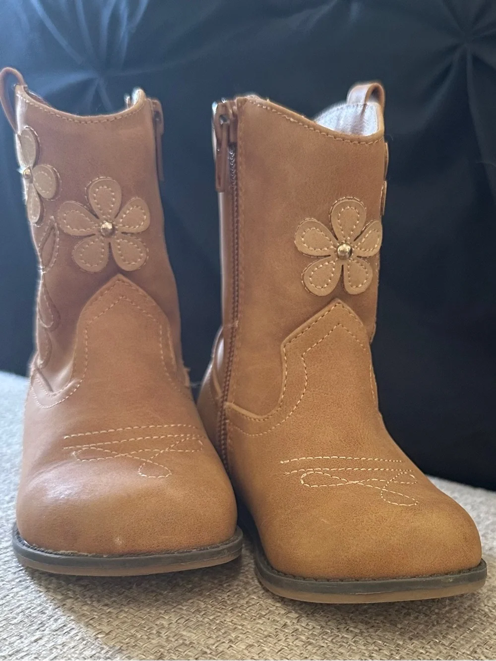 Source Unknown Tan Floral Kids Western Boots